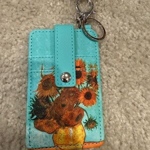 NWT Robin Ruth Sunflower Amsterdam Credit Card Holder Keychain Snap Wallet
